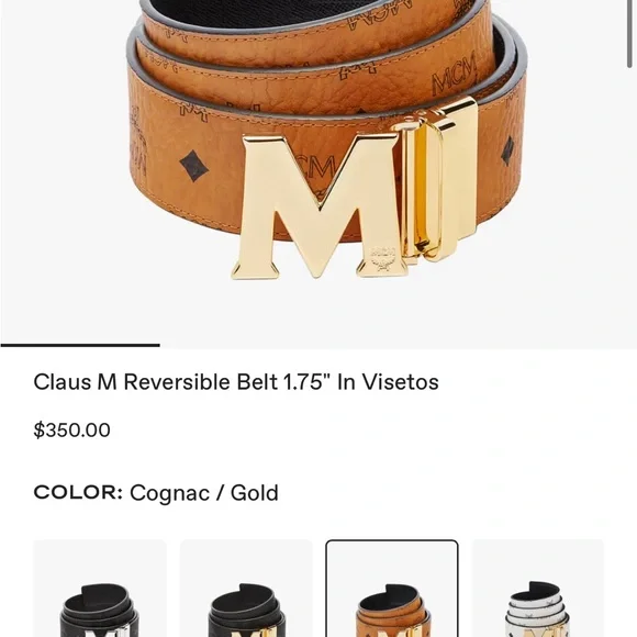 MCM Bold Red Belt with Gold Buckle